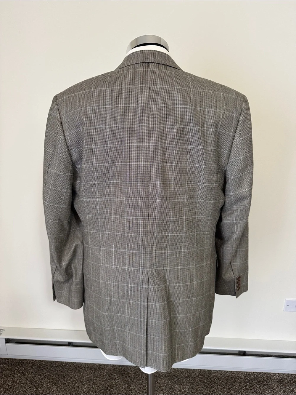 Brooks Brothers mens 40R cream plaid silk wool 2-button sport coat EUC